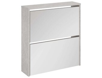vidaXL Schoenenkast met spiegel 2-laags 63x17x67 cm betongrijs