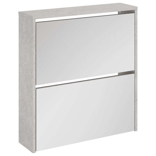 vidaXL Schoenenkast met spiegel 2-laags 63x17x67 cm betongrijs