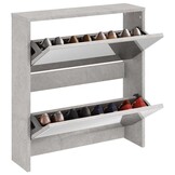 vidaXL Schoenenkast met spiegel 2-laags 63x17x67 cm betongrijs