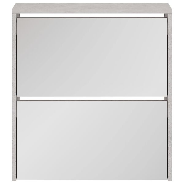 vidaXL Schoenenkast met spiegel 2-laags 63x17x67 cm betongrijs