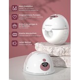 Elektrische borstkolf M5 draagbaar handsfree dubbel met 3 standen, 9 zuigniveaus, 24mm flens, rood