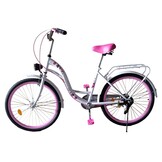 Meisjesfiets 24 inch - wit met roze - 1 versnelling