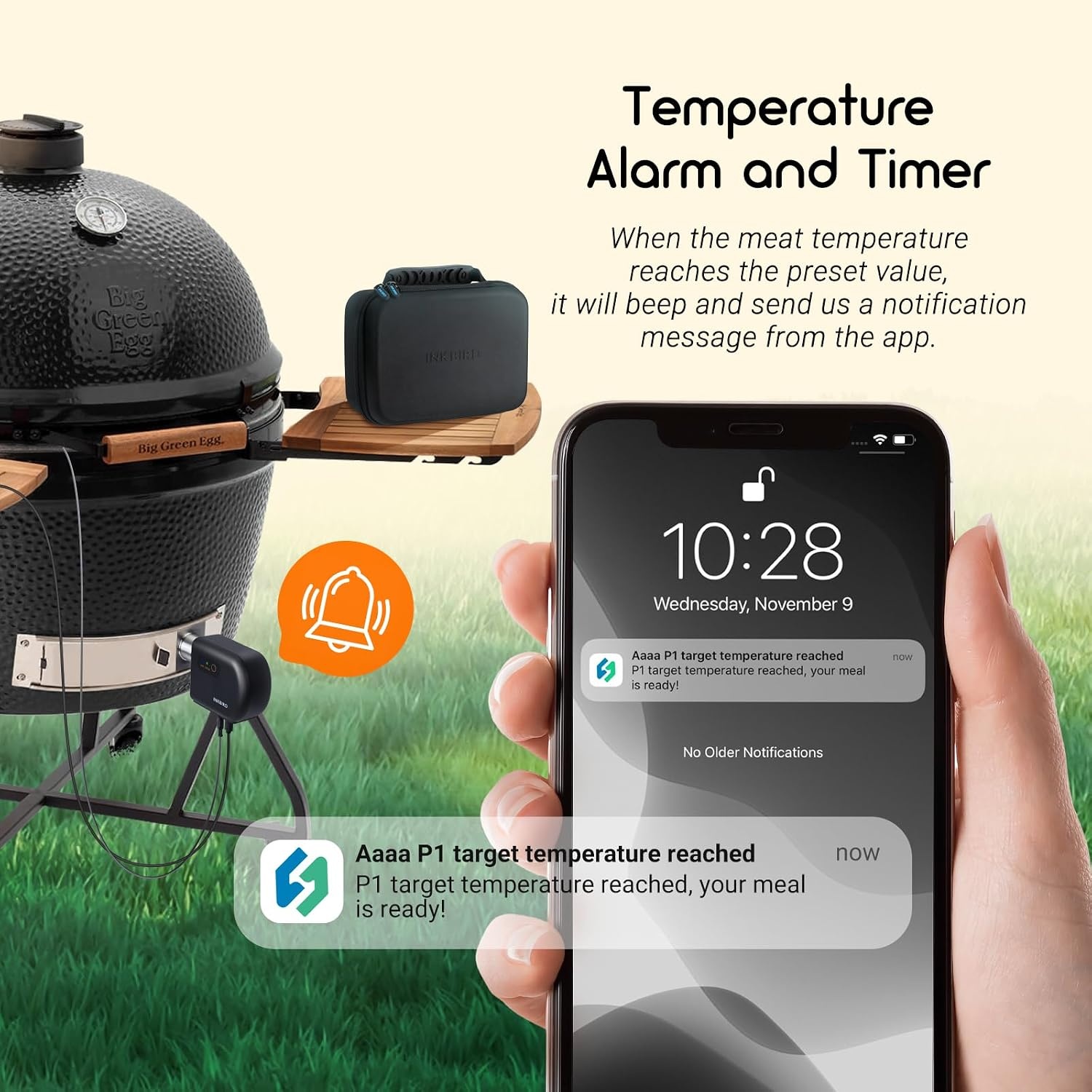 Inkbird Grillgebläse Bluetooth 5.1 Grillventilator, automatischer Smoker | Wi-Fi 2,4 GHz, Grillthermometer Kompatibel mit Big Green Egg, Kamado Joe, Primo, Vision Grill, Akorn Kamado, mit 4 Sonden - Maat ISC-027-BW