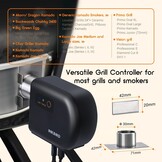 Inkbird Grillgebläse Bluetooth 5.1 Grillventilator, automatischer Smoker | Wi-Fi 2,4 GHz, Grillthermometer Kompatibel mit Big Green Egg, Kamado Joe, Primo, Vision Grill, Akorn Kamado, mit 4 Sonden - Maat ISC-027-BW