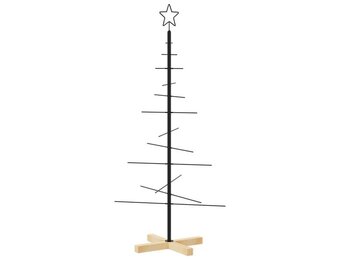 Moderne Metalen Kerstboom met Houten Basis - 120 cm - 77% Korting
