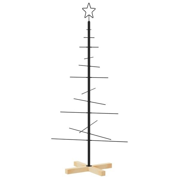 Moderne Metalen Kerstboom met Houten Basis - 120 cm - 77% Korting