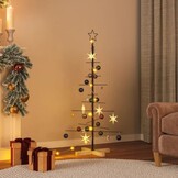 Moderne Metalen Kerstboom met Houten Basis - 120 cm - 77% Korting