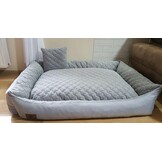 Hondenmand grijs met kussen 120x90 cm - wasbaar hondenkussen - waterdicht hondenbed