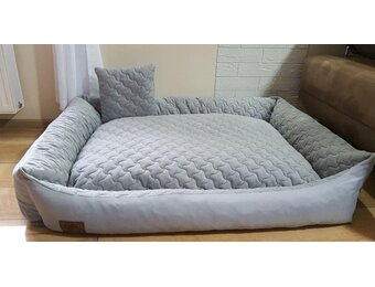 Hondenmand grijs met kussen 120x90 cm - wasbaar hondenkussen - waterdicht hondenbed