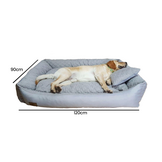 Hondenmand grijs met kussen 120x90 cm - wasbaar hondenkussen - waterdicht hondenbed