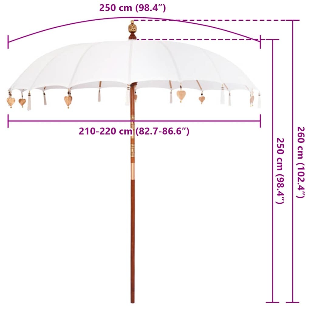 Balinese Parasol Crème 220x260cm - 35% Korting!