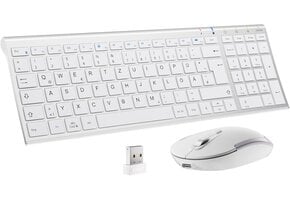 Draadloos QWERTZ Toetsenbord & Muis Set Wit | Ergonomisch | 79% Korting