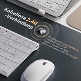 Draadloze Toetsenbord & Muis Set 2.4G QWERTZ Layout Wit | Numeriek Toetsenblok Ergonomisch | Slank Lichtgewicht Aluminium/ABS