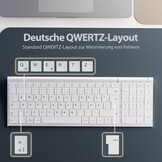 Draadloze Toetsenbord & Muis Set 2.4G QWERTZ Layout Wit | Numeriek Toetsenblok Ergonomisch | Slank Lichtgewicht Aluminium/ABS
