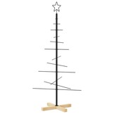 vidaXL Kerstdecoratie kerstboom met houten basis 120 cm metaal zwart