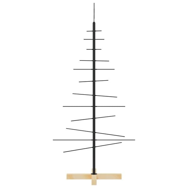 vidaXL Kerstdecoratie kerstboom met houten basis 120 cm metaal zwart
