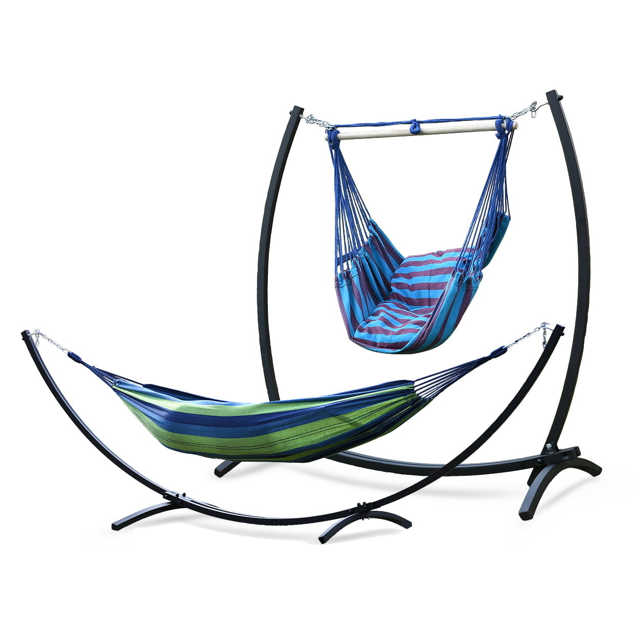 Standaard voor hangmat & hangstoel 2in1 opvouwbaar – Zwart frame