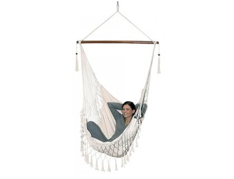 Braziliaanse hangmat schommelstoel - tot 120 kg - wit