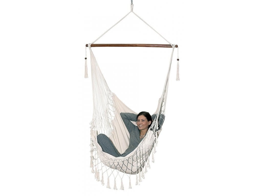 Braziliaanse hangmat schommelstoel - tot 120 kg - wit