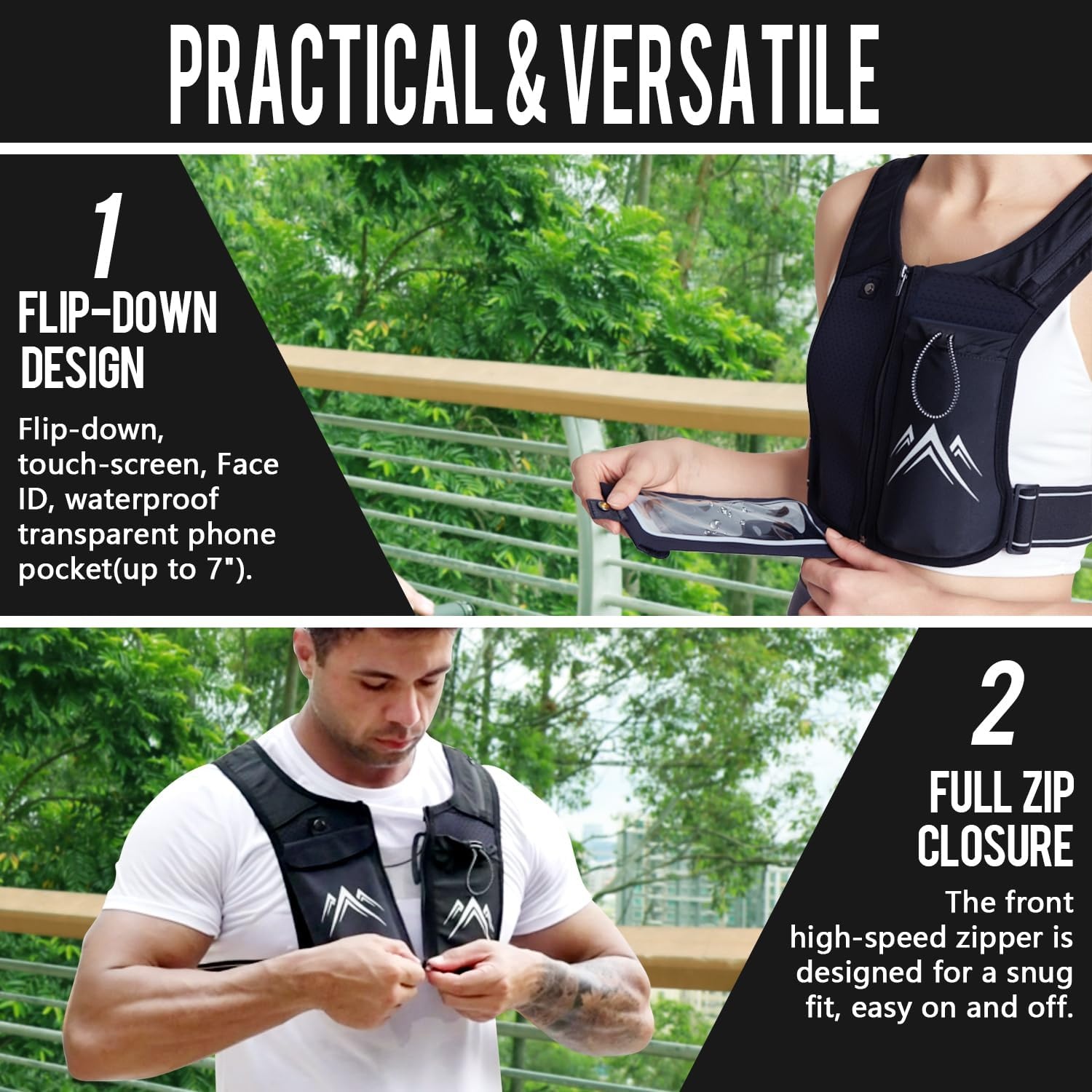 Reflecterend Hardloopvest S/M - Telefoonhouder & 6 Vakken