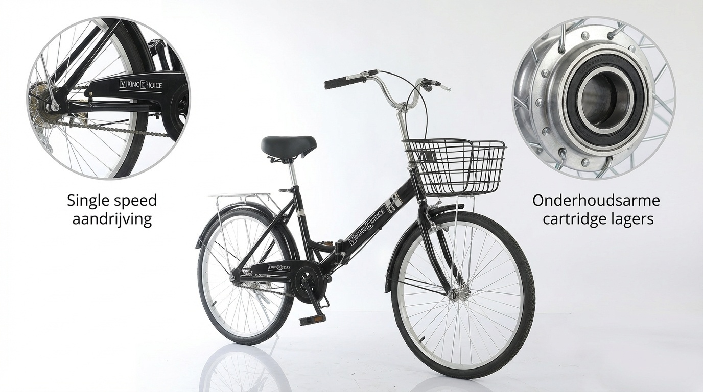 Vouwfiets 24" Zwart - 1 Versnelling & Staal Frame - Compact (35% Korting)