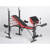Multifunctionele Halterbank met Arm-/Beentrainer - Rood - 35% Korting