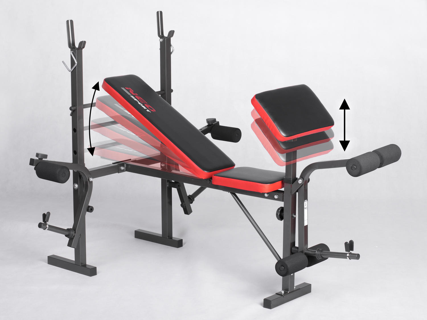 Multifunctionele Halterbank met Arm-/Beentrainer - Rood - 35% Korting