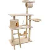 Krabpaal Speelhuis Kat 140cm Beige met Hangmat & 5 Plateaus (34% Korting)
