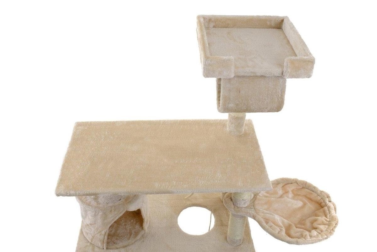 Krabpaal Speelhuis Kat 140cm Beige met Hangmat & 5 Plateaus (34% Korting)