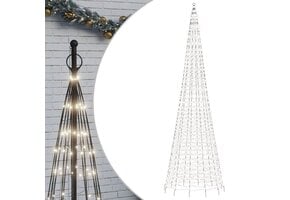 vidaXL Kerstboom aan Vlaggenmast 1534 LED's Koud Wit 500cm - 80% Korting!