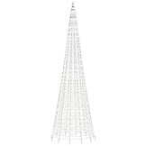 vidaXL Kerstboom aan Vlaggenmast 1534 LED's Koud Wit 500cm - 80% Korting!