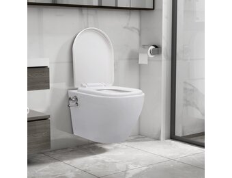 vidaXL Hangend toilet randloos met bidetfunctie keramiek wit