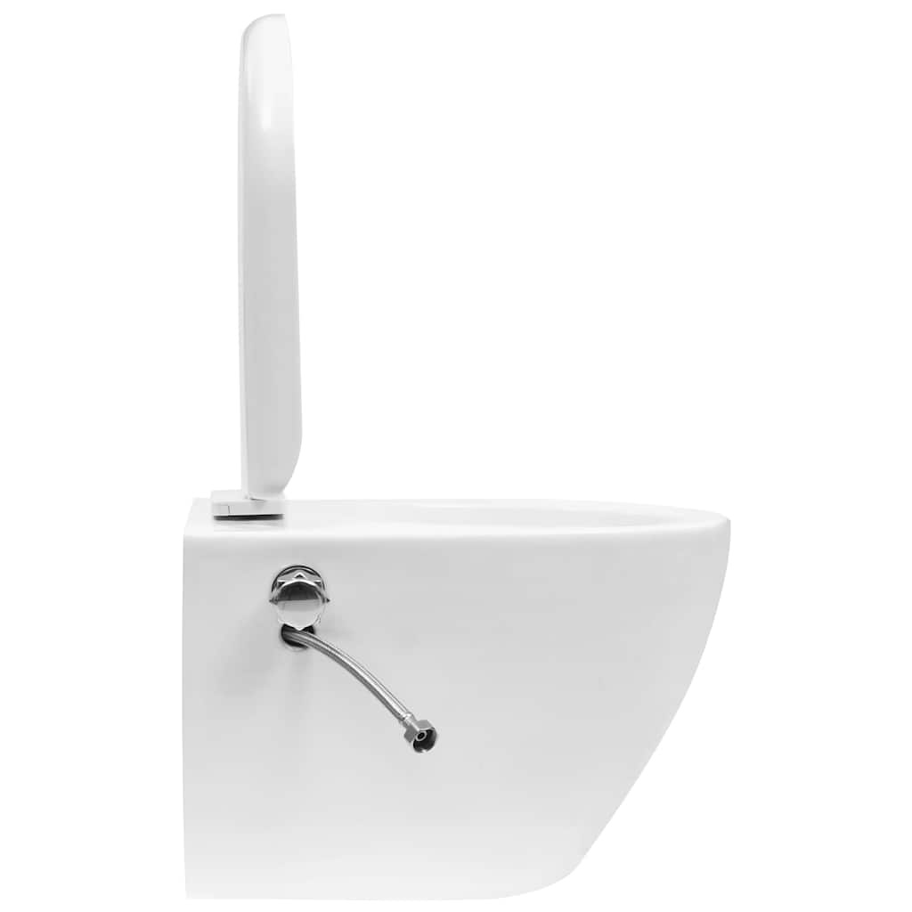 vidaXL Hangend toilet randloos met bidetfunctie keramiek wit