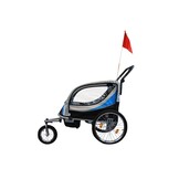Fietskar kind - buggy - 2-zits - met schokbreker - blauw