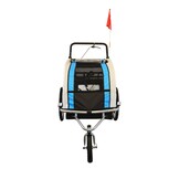 Fietskar kind - buggy - 2-zits - met schokbreker - blauw