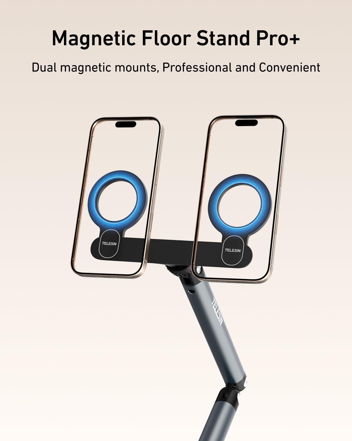 Tablet Vloerstandaard voor Live Uitzending | Universeel voor alle tablets & smartphones | Dubbele Positie Vloermontage Flexibel Magnetische Ring