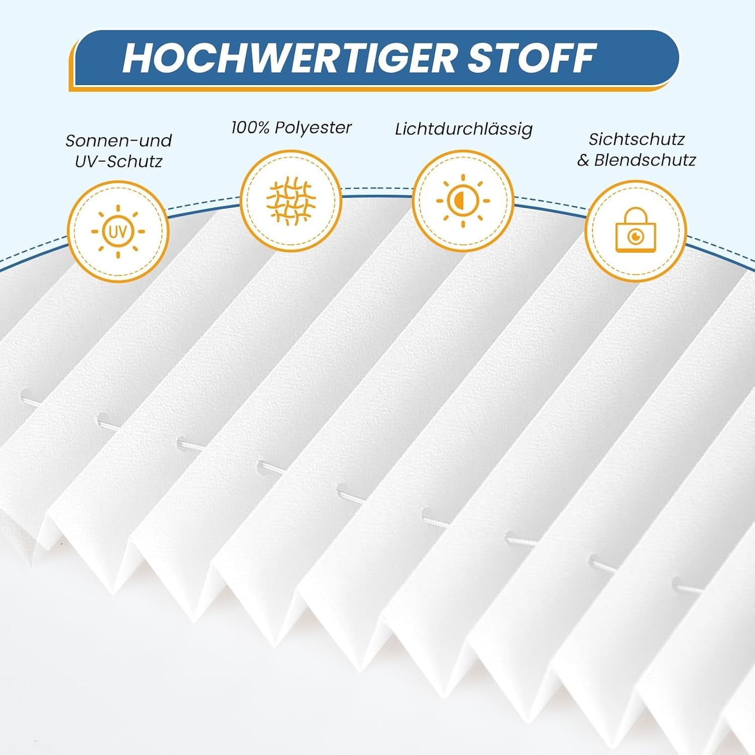 Plisségordijn zonder boren, klembevestiging, lichtdoorlatend, wit, 70x130 cm (BxH), zicht- en zonwering