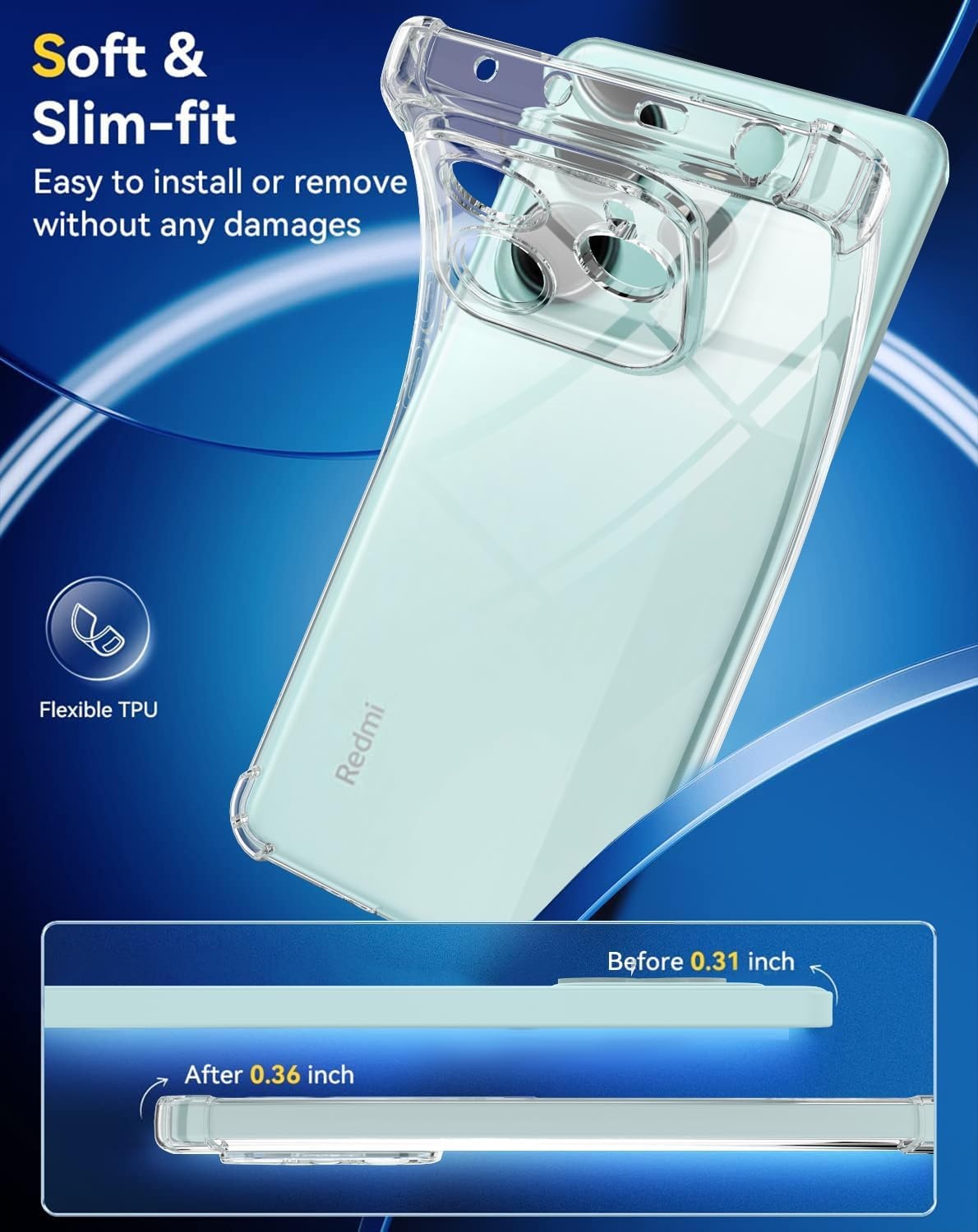 Transparant TPU Hoesje met 2x Gehard Glas 9H Screenprotector voor Xiaomi Redmi Note 14 5G