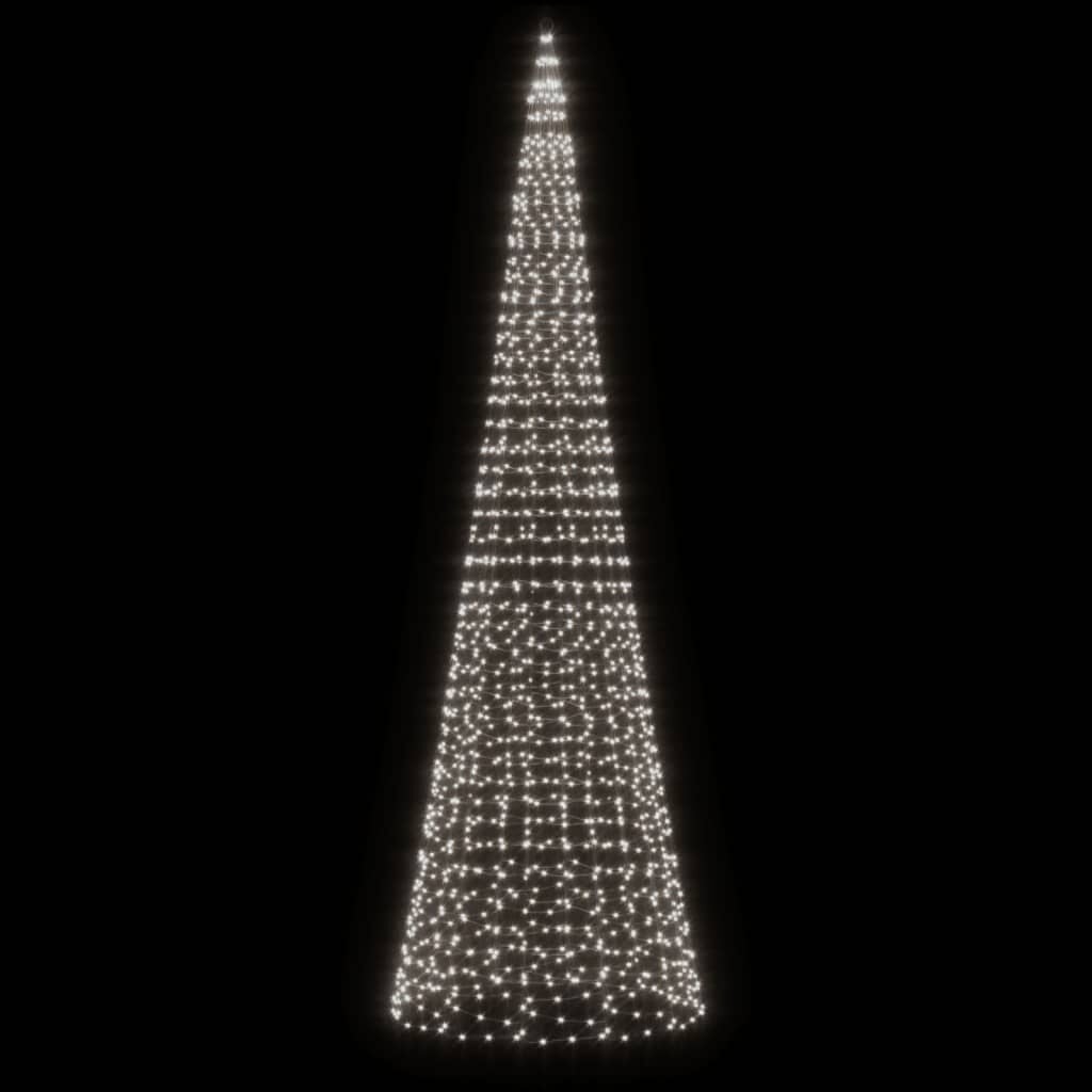 vidaXL LED-kerstboom aan vlaggenmast 1534 LEDs koud wit 500 cm