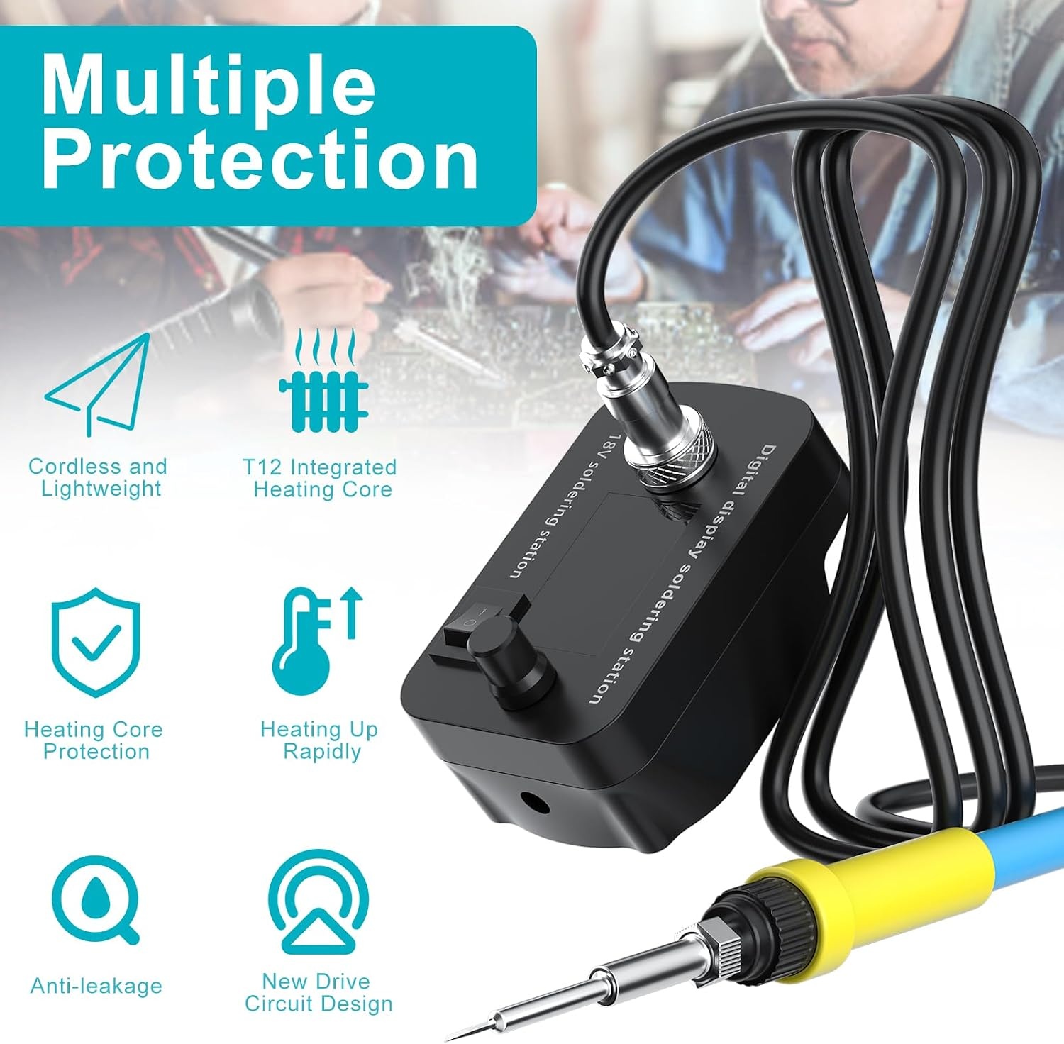 Cordless Soldering Iron for Makita 18 V (without battery), Professional Wireless Soldering Iron with 12 Seconds Fast Heating Time, Adjustable from 0-500 °C, LED Display, Precision Welding
