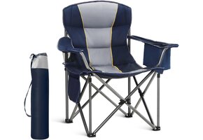 Opvouwbare Campingstoel Blauw | 200 kg | Met Koeltas & Bekerhouder | 34% Korting