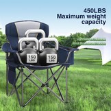 HIGH POINT SPORTS Extra grote draagbare camping vouwstoel ondersteuning 450 lbs | Blauwe, opvouwbare buitenstoel, gazon kampstoel voor volwassenen, met bekerhouder en koeltas