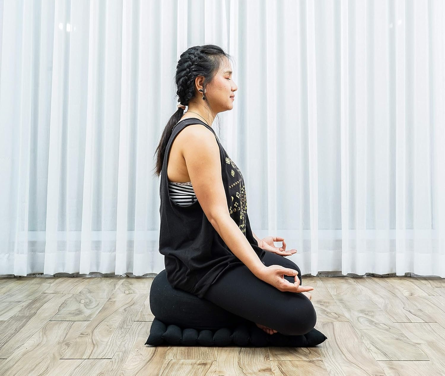 Leewadee Compact Zafu & Zabuton Meditatieset - Klein Kapok Meditatiekussen Yoga Zen Zazen