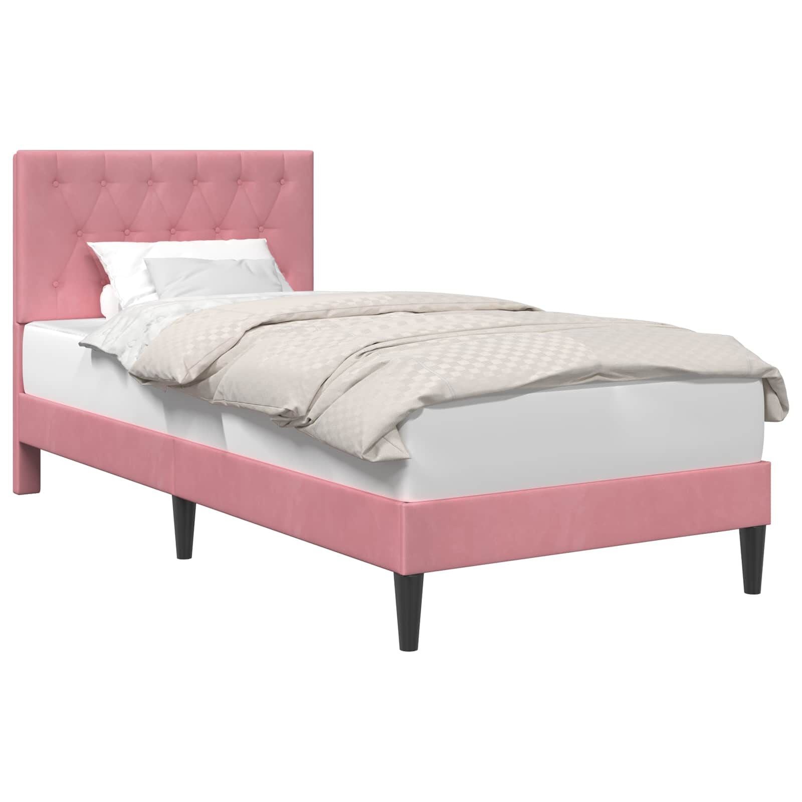 vidaXL Bedframe met hoofdeinde Roze 90 x 200 cm Fluweel