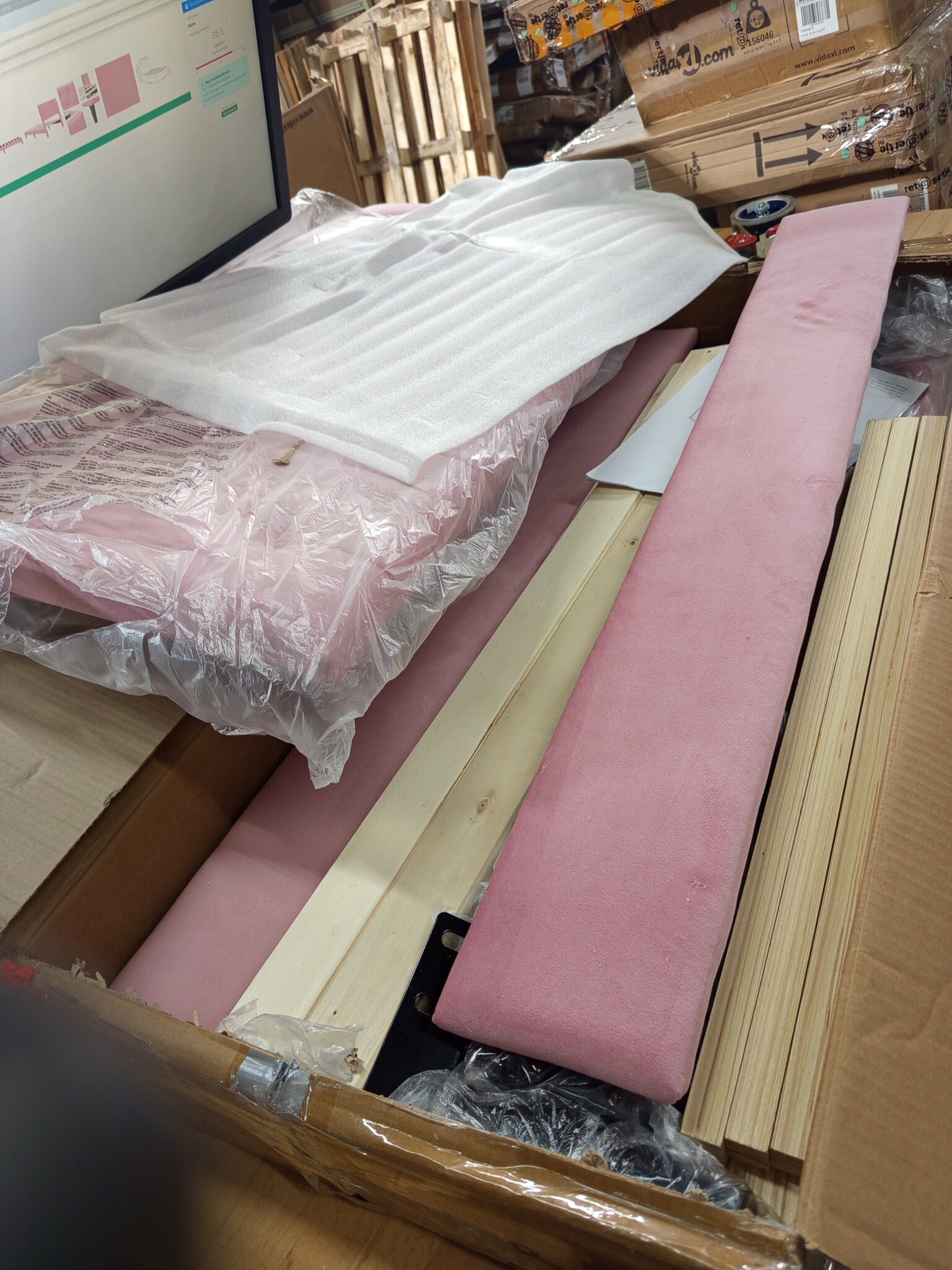 vidaXL Bedframe met hoofdeinde Roze 90 x 200 cm Fluweel