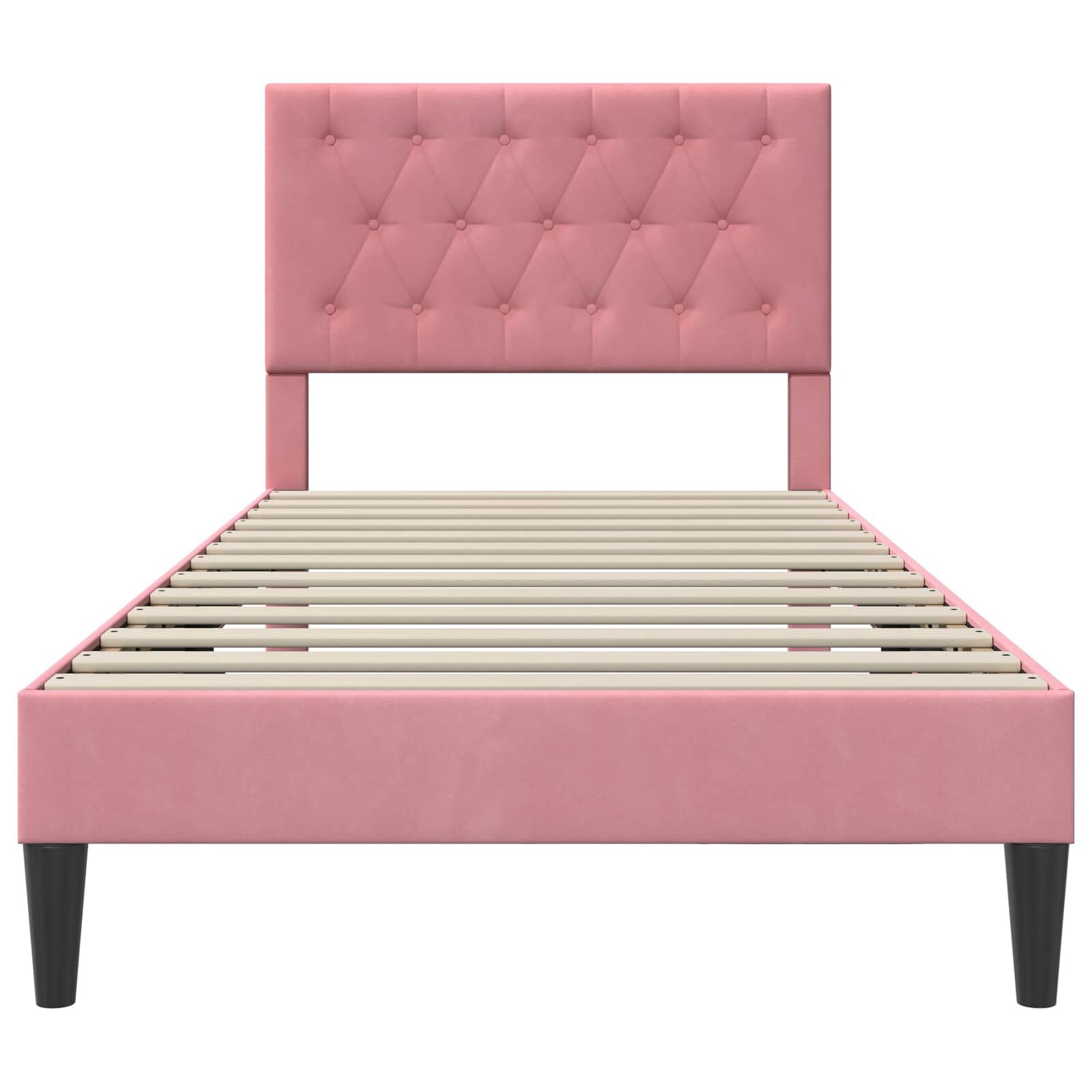 vidaXL Bedframe met hoofdeinde Roze 90 x 200 cm Fluweel