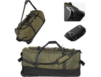 Opvouwbare Reistas op Wielen (110-140L) Olijfgroen - Waterdicht & Compact