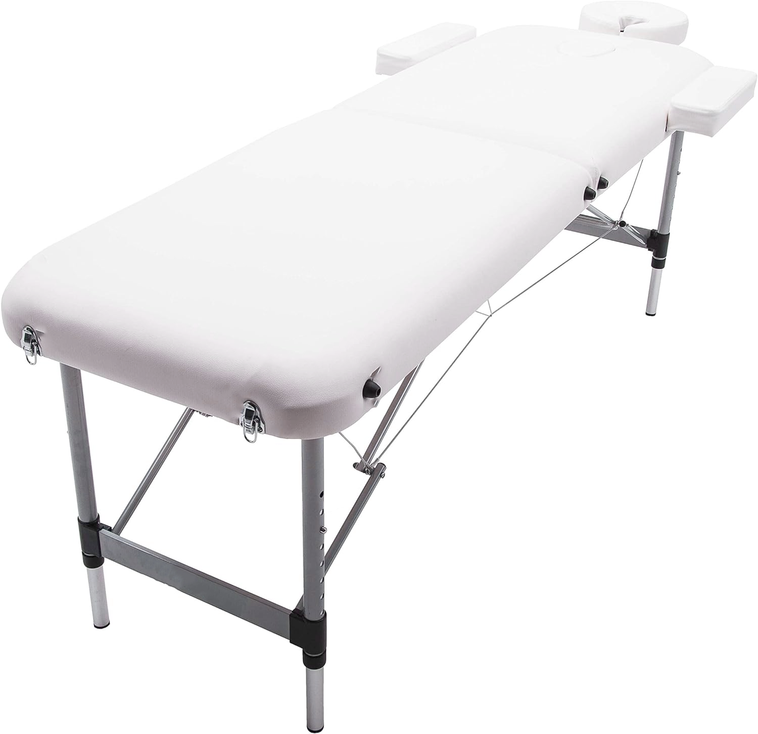 Massagetafel - inklapbaar - 2 secties - aluminium - wit