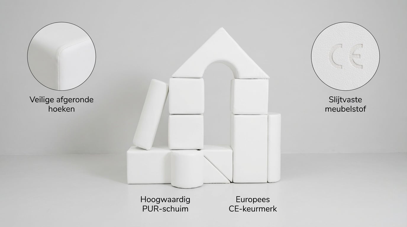 11-delige Grote Schuim Bouwblokken Set - Wit & Gekleurd