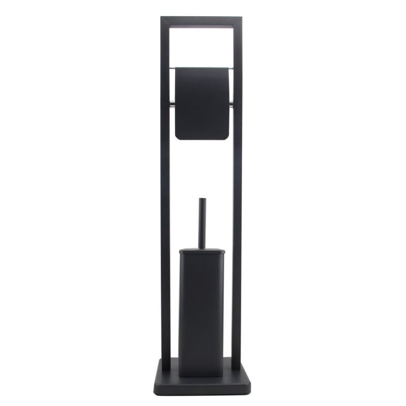 WC Rolhouder met Toiletborstel - Zwart Staal - 20x80cm - 33% Korting